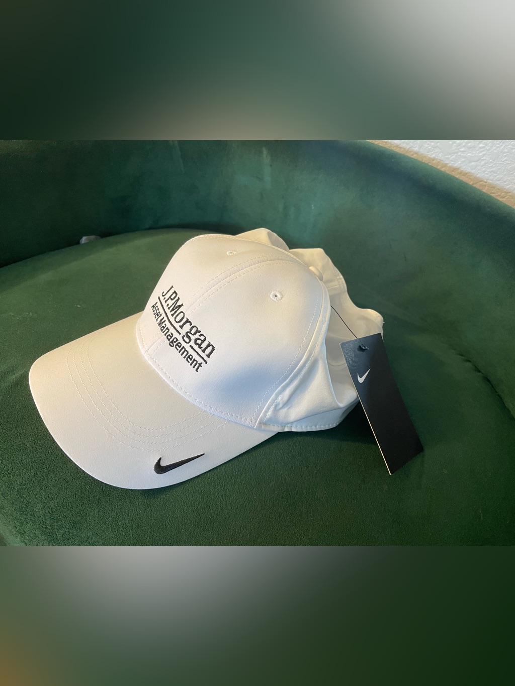Nike White JP Morgan Embroidered Logo Baseball Cap